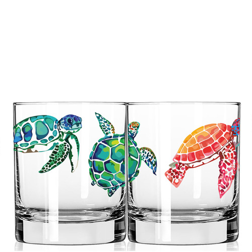 One Brilliant Gift Color Printed Watercolor Sea Turtles Rock Glass One Brilliant Gift Color Printed Watercolor Sea Turtles Rock Glass