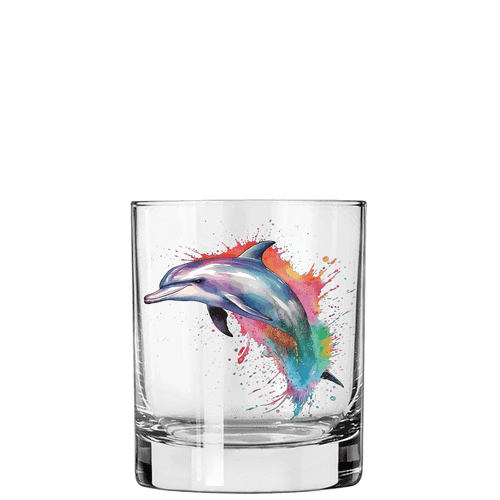 One Brilliant Gift Color Printed Splash Dolphin Rock Glass