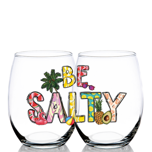 Cape Shore Salty & Happy Blue Stemless Wine Glass - Beach House Gift  Boutique