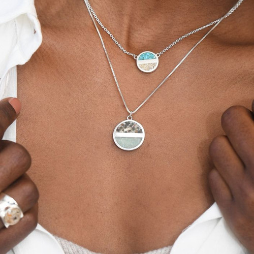 Dune Jewelry Luxe Horizon Pink Beach Sand Hawaiian Shells Silver Necklace Dune Jewelry Luxe Horizon Pink Beach Sand Hawaiian Shells Silver Necklace