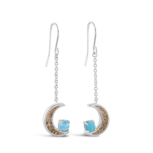 Dune Jewelry Blue Half Moon Larimar and Crescent Beach Sand Silver Chain Dangle Earrings Dune Jewelry Blue Half Moon Larimar and Crescent Beach Sand Silver Chain Dangle Earrings