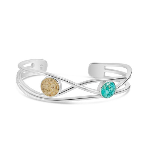 Dune Jewelry Turquoise and White Sand Ebb & Flow Silver Cuff Bracelet Dune Jewelry Turquoise and White Sand Ebb & Flow Silver Cuff Bracelet