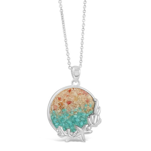Dune Jewelry Seaside Turquoise Gradient Florida Shells Silver Necklace Dune Jewelry Seaside Turquoise Gradient Florida Shells Silver Necklace