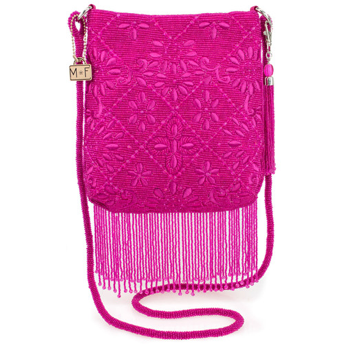 Mary Frances Fringe Benefit Hot Pink Pouch Crossbody Purse Mary Frances Fringe Benefit Hot Pink Pouch Crossbody Purse