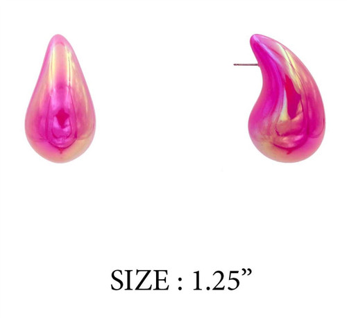 What's Hot Iridescent Chunky Teardrop Large Stud Earrings