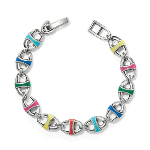 Brighton Portofino Reversible Multicolor Silver Link Chain Bracelet