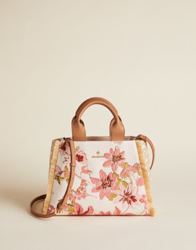 Spartina Layla Fringe Garden House Floral Satchel Purse Spartina Layla Fringe Garden House Floral Satchel Purse