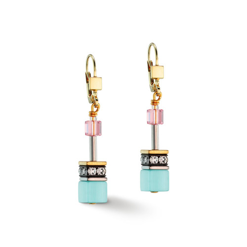 Coeur De Lion Iconic Gentle Multicolor GeoCUBE® Crystal Gold Earrings