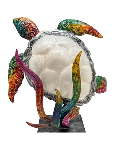Tabletop Capiz Multicolor Sea Turtle Metal Art Figurine Tabletop Capiz Multicolor Sea Turtle Metal Art Figurine