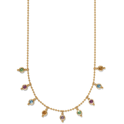 Brighton Twinkle Mod Multi-Color Crystal Reversible Droplet Gold Necklace
