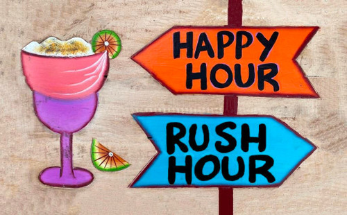 Directional Happy Hour Rush Hour Pallet Wood Hanging Sign