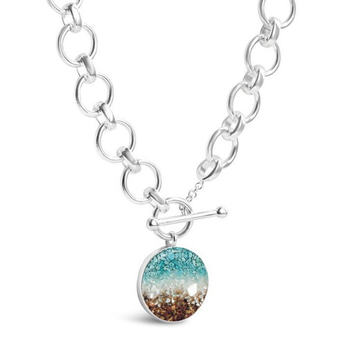 Dune Jewelry Mediterranean Ocean Gradient Silver Chunky Link Chain Necklace Dune Jewelry Mediterranean Ocean Gradient Silver Chunky Link Chain Necklace