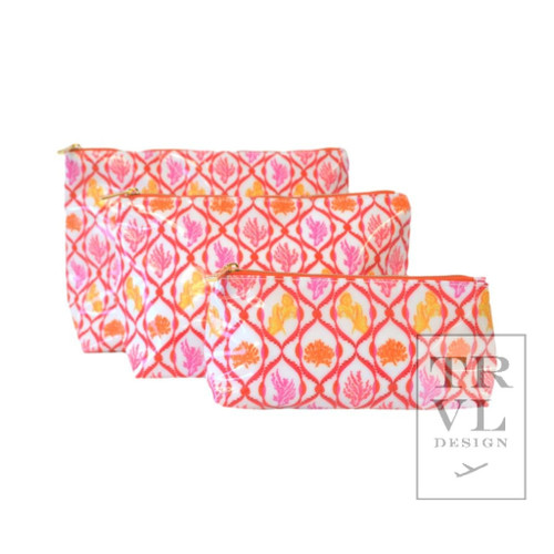 TRVL Design Trio Wash Bag Red Sea Coral Luxe Gloss Finish Set