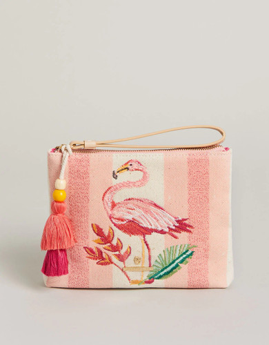 Spartina 449 Tropica Flamingo Striped Carina Wristlet Clutch Purse