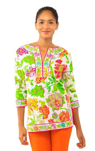 Gretchen Scott Glorious Brights Split Neck Tunic