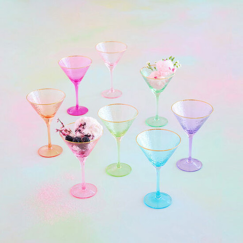 Glitterville Rainbow Assortment Martini Glass Set of 8 Different Colors Glitterville Rainbow Assortment Martini Glass Set of 8 Different Colors