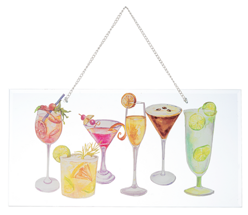 Ganz Cocktails Glass Wall Plaque Decor
