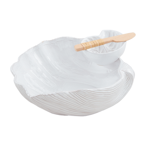 Mud Pie Figural Shell Chip N Dip Dish Bowl