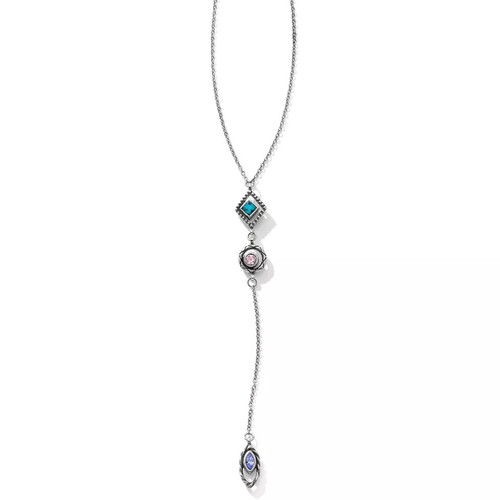 Brighton Halo Horizon Y Reversible Crystal Tassel Silver Long Necklace