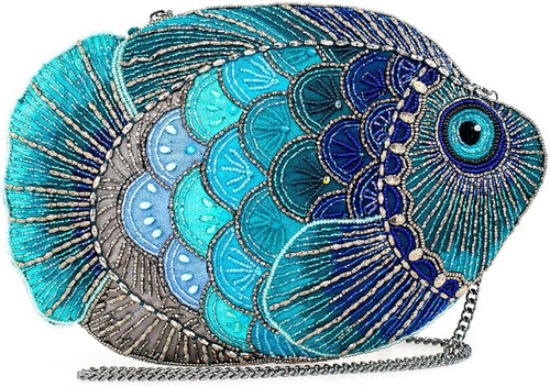 Mary Frances Gone Fishing Blue Tropical Fish Crossbody Clutch Purse Mary Frances Gone Fishing Blue Tropical Fish Crossbody Clutch Purse