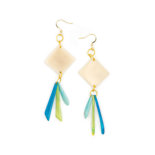 Petra Dangle Earrings  blue lime green