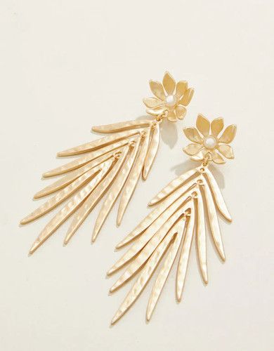 Spartina 449 Swaying Frond Gold & Pearl Dangle Earrings