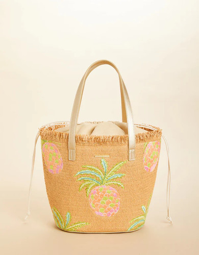 Spartina 449 Flamingo Pineapple Straw Tote Bag Purse Spartina 449 Flamingo Pineapple Straw Tote Bag Purse