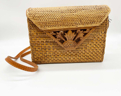 Bali Wood Pineapple Weaved Trudy  Purse