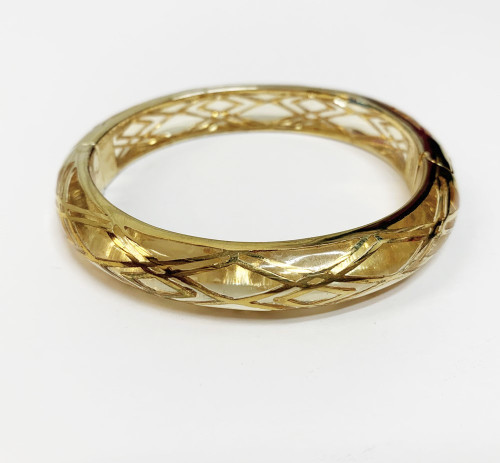 Andrew Hamilton Crawford Wave Clear Gold Hinged Bangle Bracelet