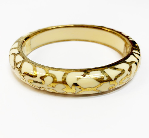 Andrew Hamilton Crawford Affair Scroll Ivory & Gold Hinged Bangle Bracelet