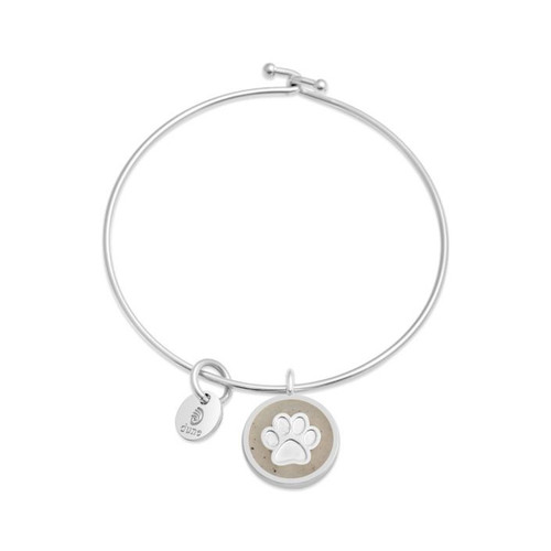 Dune Jewelry Beach Sand Dog Print Charm Silver Bangle Bracelet