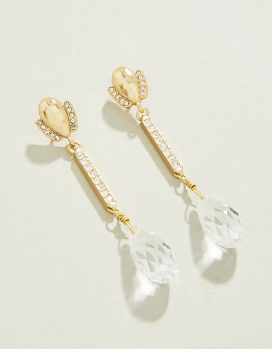 Spartina 449 Swanky Crystal Dangle Gold Earrings