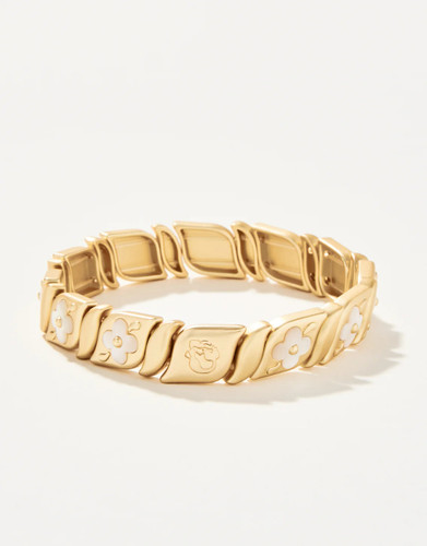 Spartina 449 Bellinger Mother Of Pearl Flowers Gold Stretch Bracelet