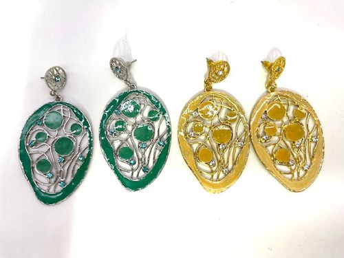 Isis Enamel Odd Shaped Oval Large Dangle Earrings