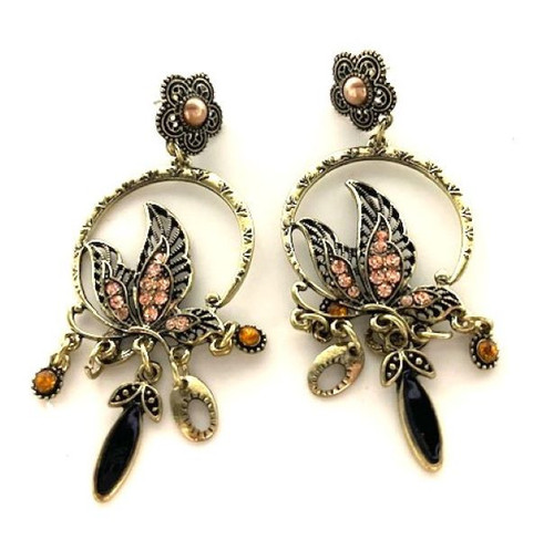 Design Butterfly In Hoops Dangle Earrings