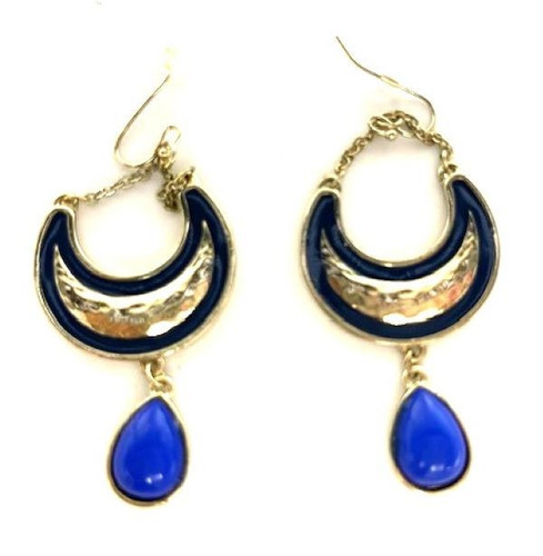 Mirabella Gold & Blue Moon On Chain Dangle Earrings