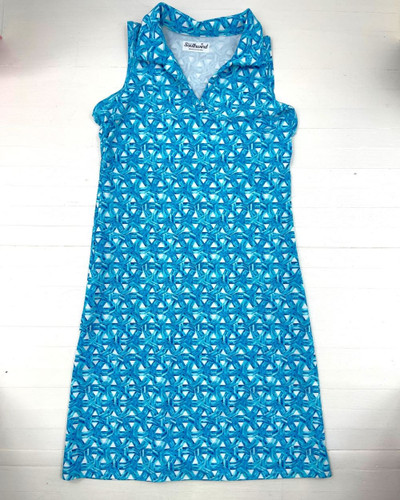 Southwind Turquoise Bamboo Cane Links Avalon Placket Dress