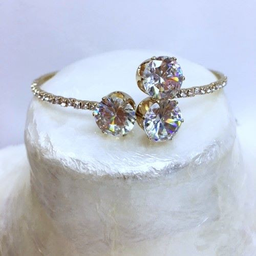 Triple CZ Center Thin Crystal Bracelet