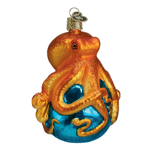 Old World Christmas Octopus On Blue Ball Glass Ornament Old World Christmas Octopus On Blue Ball Glass Ornament