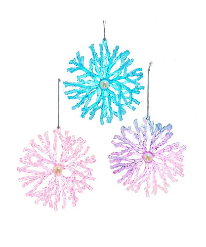 Kurt Adler Sea Coral Snowflake Ornaments