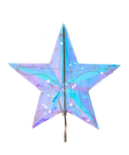 Kurt Adler Holographic Iridescent Star Lighted Magical Christmas Tree Topper Kurt Adler Holographic Iridescent Star Lighted Magical Christmas Tree Topper
