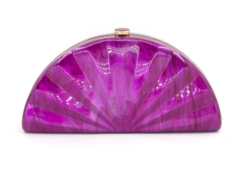 BC Bags Scallop Shaped Marbleized Acrylic Clutch Purse