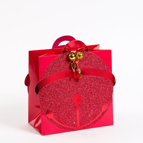 Papyrus 8" Red Glitter Jingle Bell Gift Bag