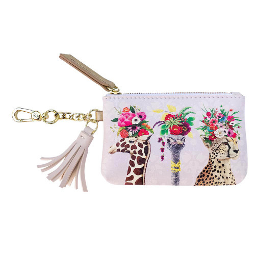 Green Box Haute House Floral Animal Jungle Key Clip Pouch Wallet Green Box Haute House Floral Animal Jungle Key Clip Pouch Wallet