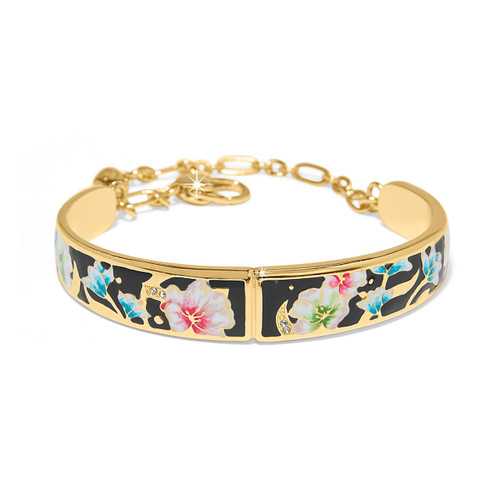 Brighton Botanique Flowers Black Gold Bar Bracelet