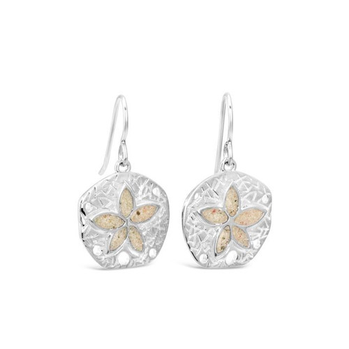Dune Jewelry Beach Sand Dollar Silver Drop Earrings