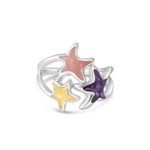 Dune Jewelry Triple Elements Starfish Silver Ring
