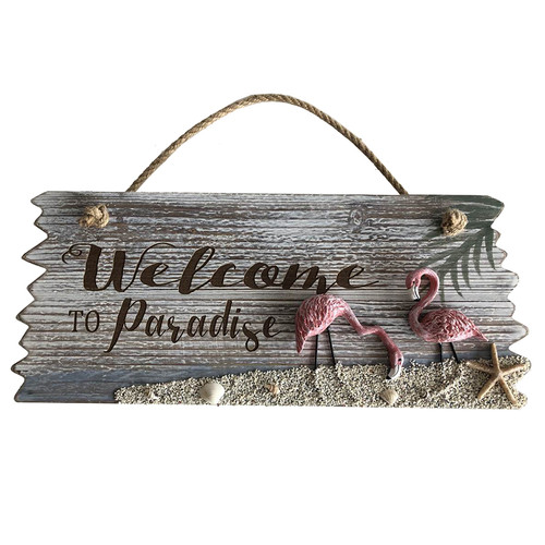 Welcome To Paradise 3D Flamingo Wall Sign