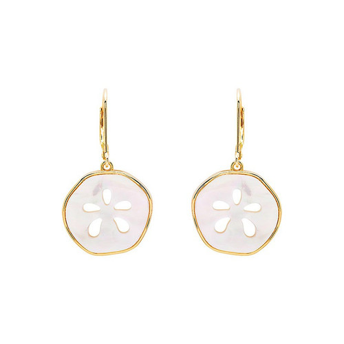 Ocean Jewelry Mother Of Pearl Sand Dollar Gold Vermeil Drop Earrings Ocean Jewelry Mother Of Pearl Sand Dollar Gold Vermeil Drop Earrings