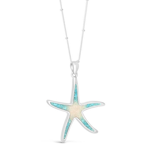 Dune Jewelry Turquoise Gradient Boynton Beach Sand Starfish Silver Necklace Dune Jewelry Turquoise Gradient Boynton Beach Sand Starfish Silver Necklace